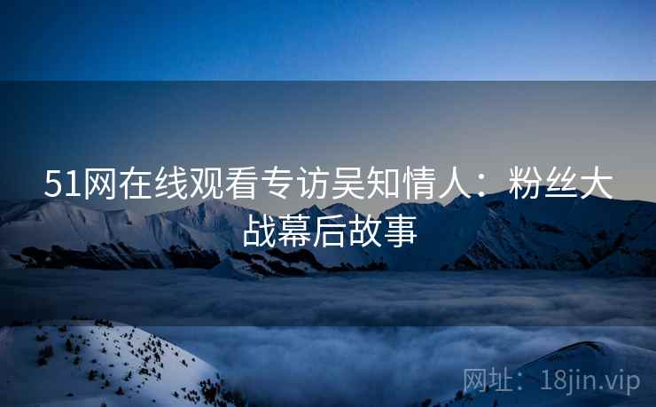 51网在线观看专访吴知情人:粉丝大战幕后故事