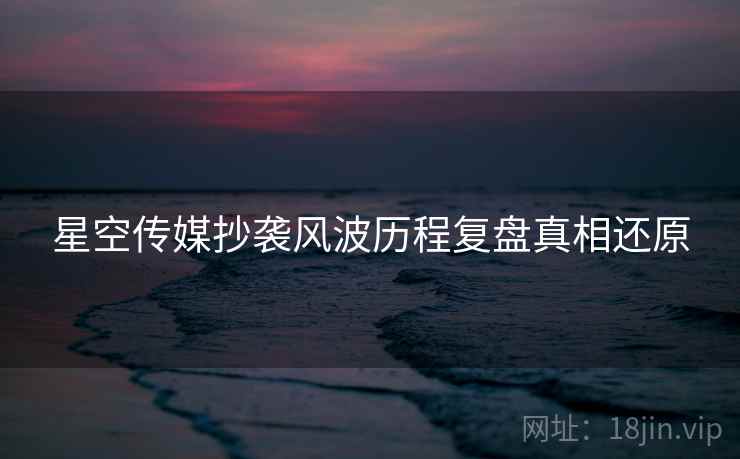 星空传媒抄袭风波历程复盘真相还原