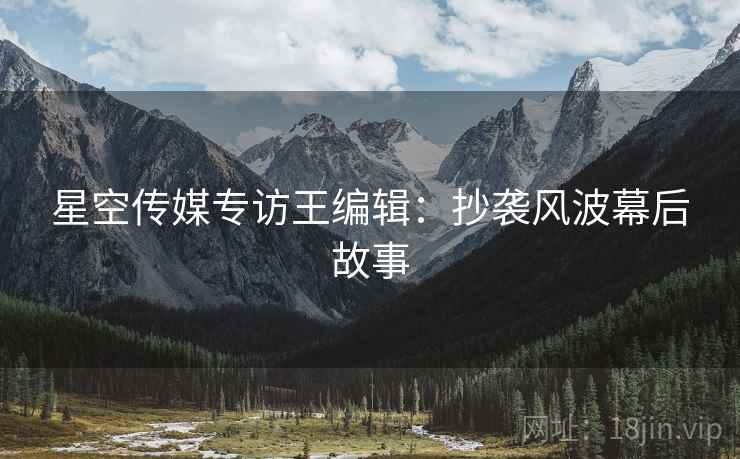 星空传媒专访王编辑：抄袭风波幕后故事